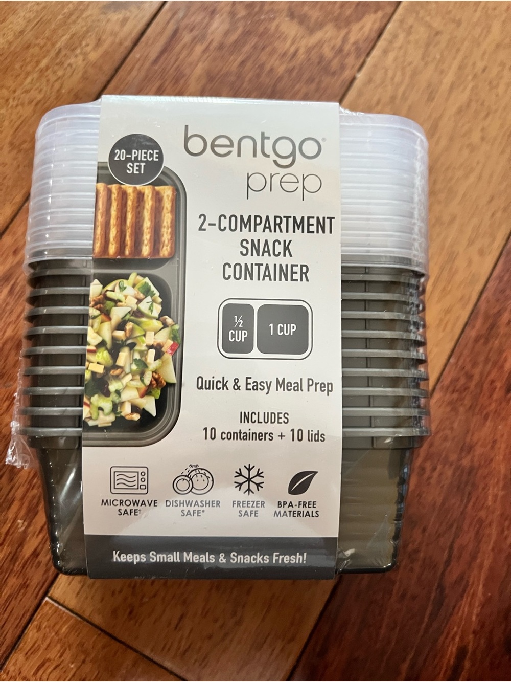 Bentgo Meal Prep 2 Compartment Snack Containers, 10 sets (container and lid)NWT